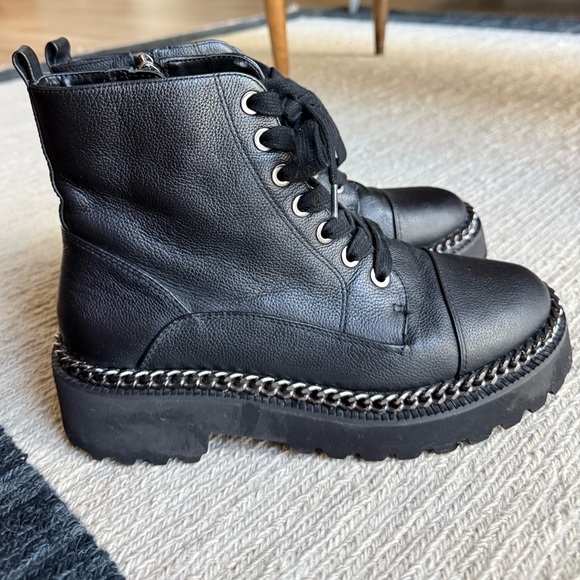 Vince Camuto Black Ankle Boots with Chain Detail - Picture 3 of 3